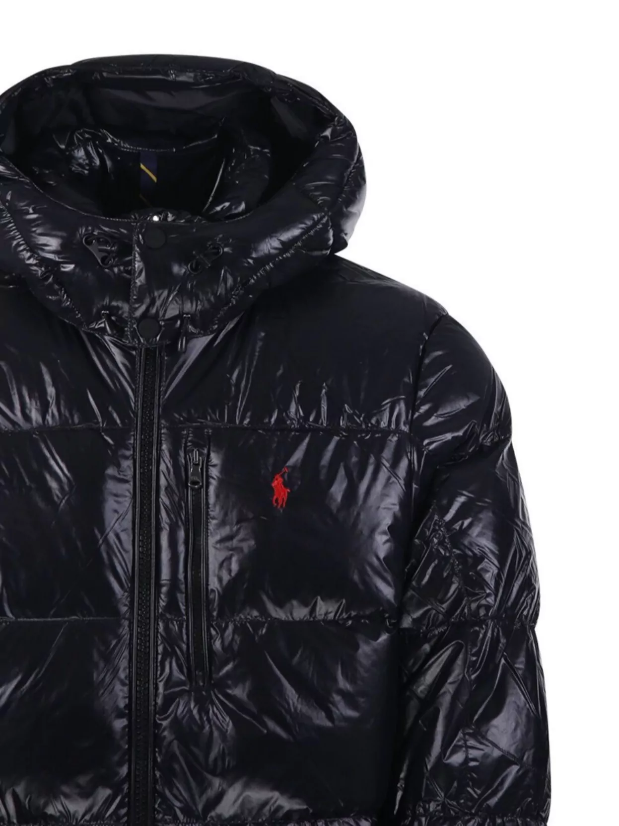 Ralph Lauren Hooded Quilted Puffer Jacket With Elastic Cuffs In Black