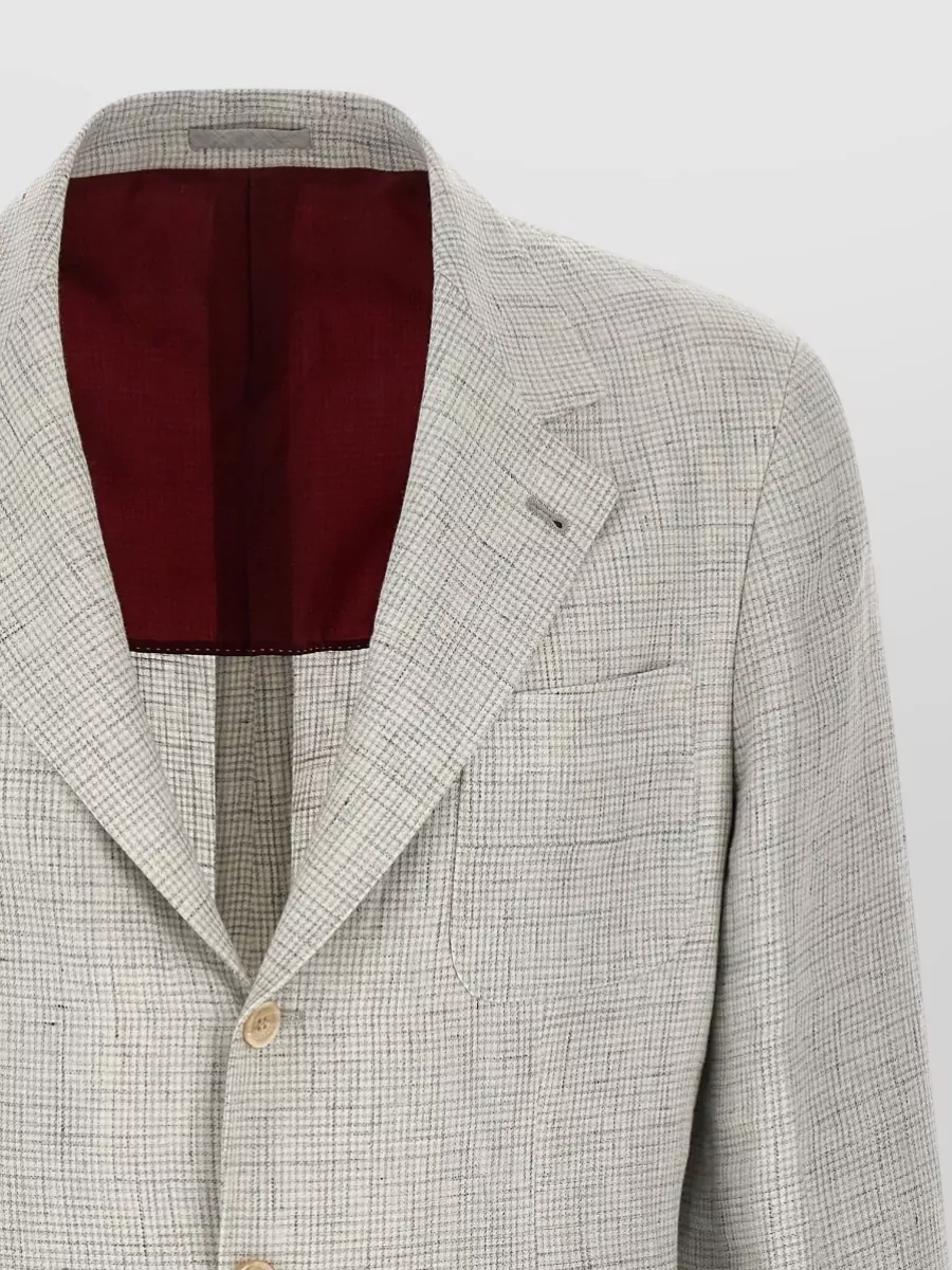 Brunello Cucinelli Linen Checked Single-Breasted Blazer