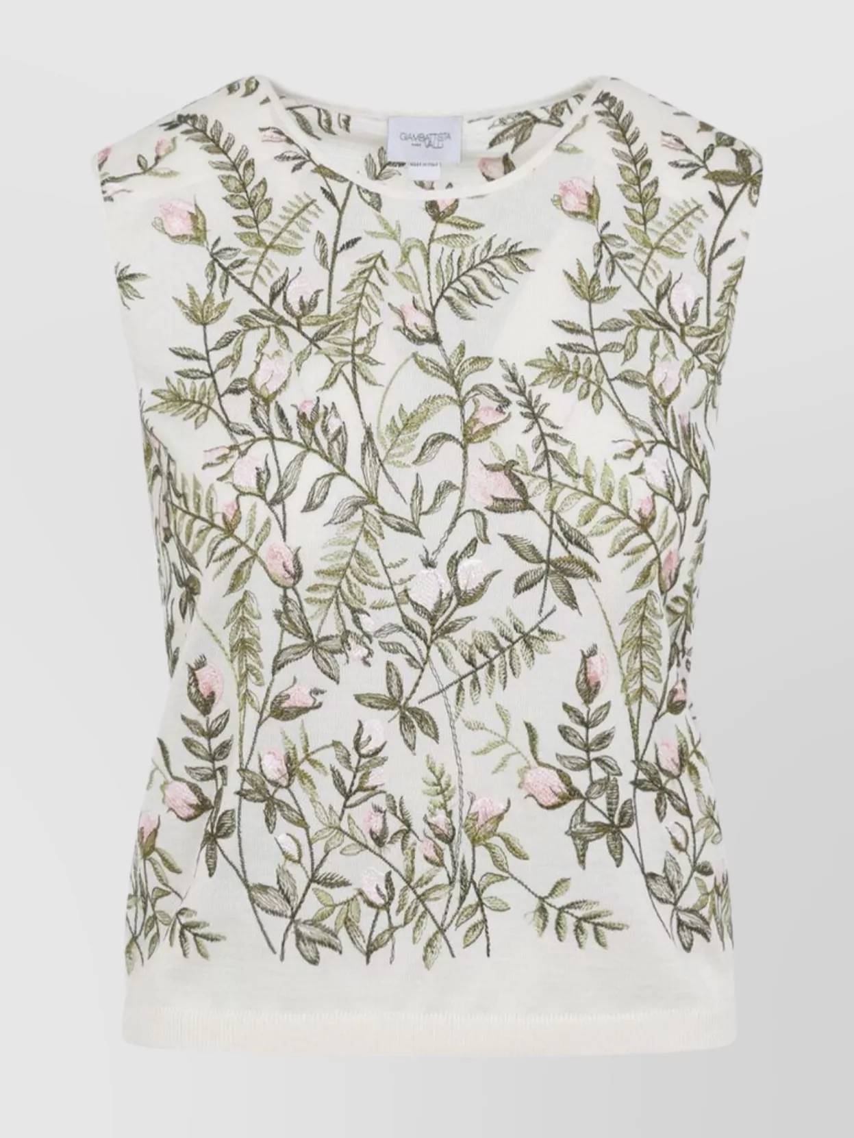 Giambattista Valli Floral-embroidered Cashmere And Silk Top