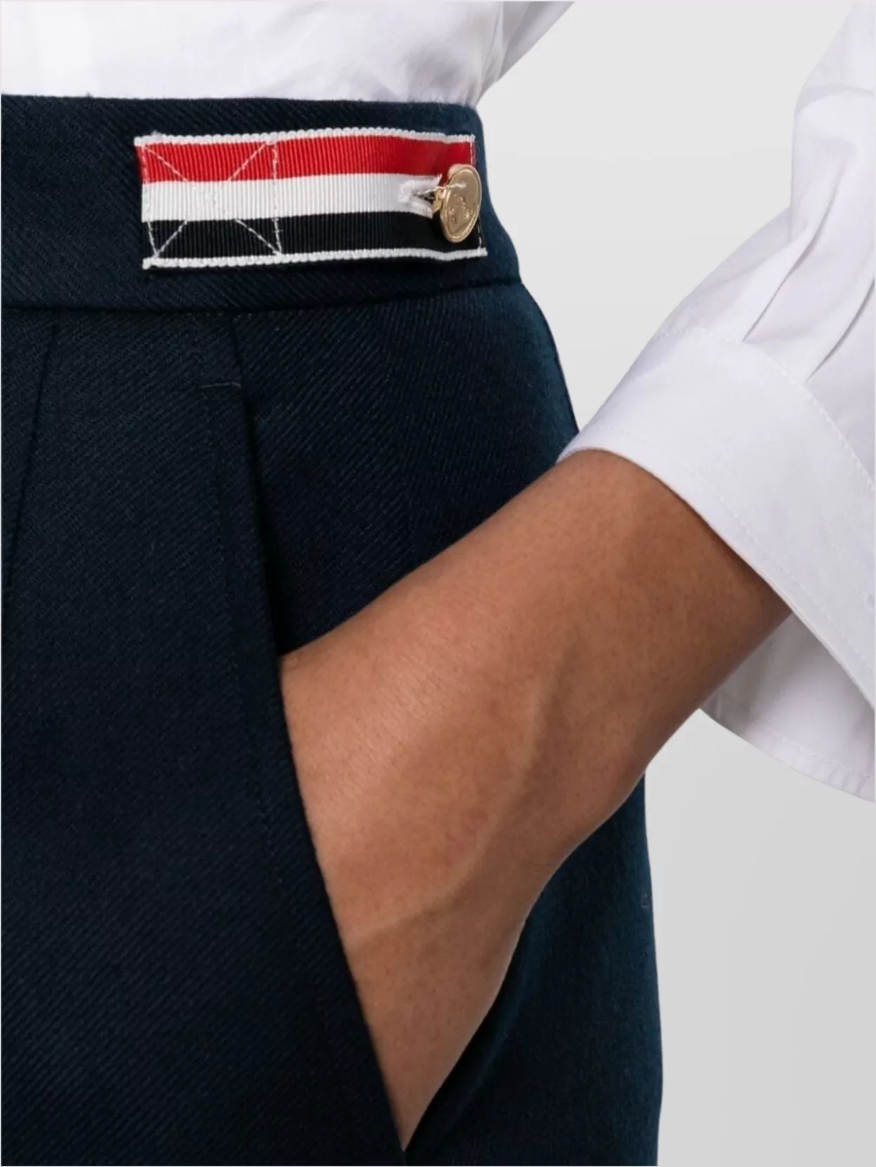 Thom Browne Wool High-Waisted Midi Skirt With Rear Vent