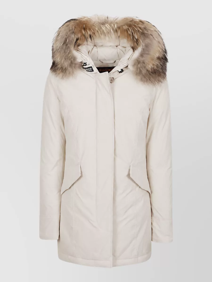 WOOLRICH FUR TRIM LONGLINE PUFFER PARKA