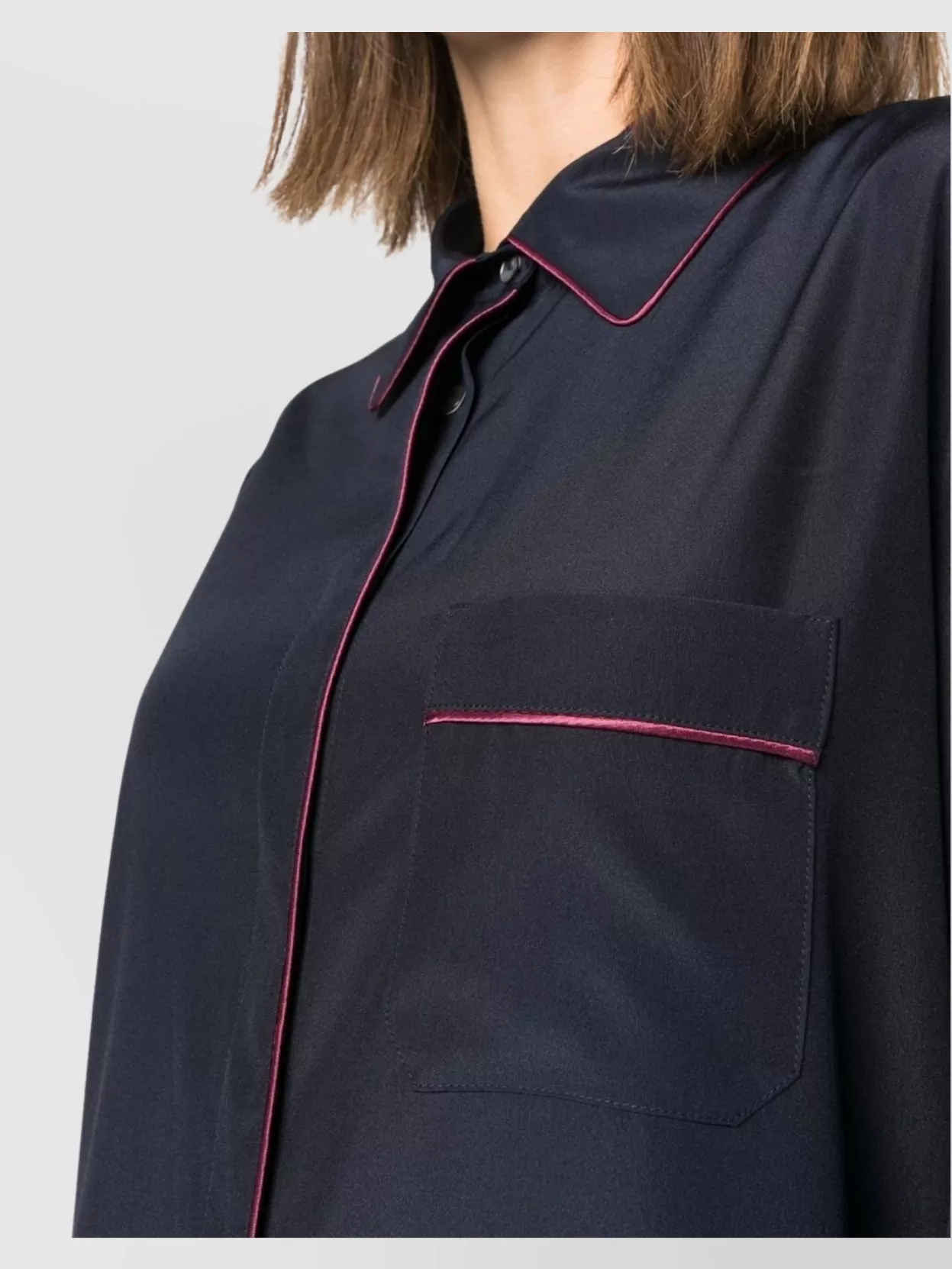 Parosh Button-Up Shirt Seam-Detail Contrast Piping