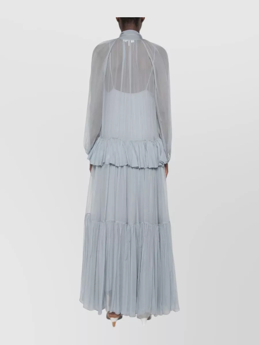 Chloé Silk Long-Sleeve Pussy-Bow Maxi Dress