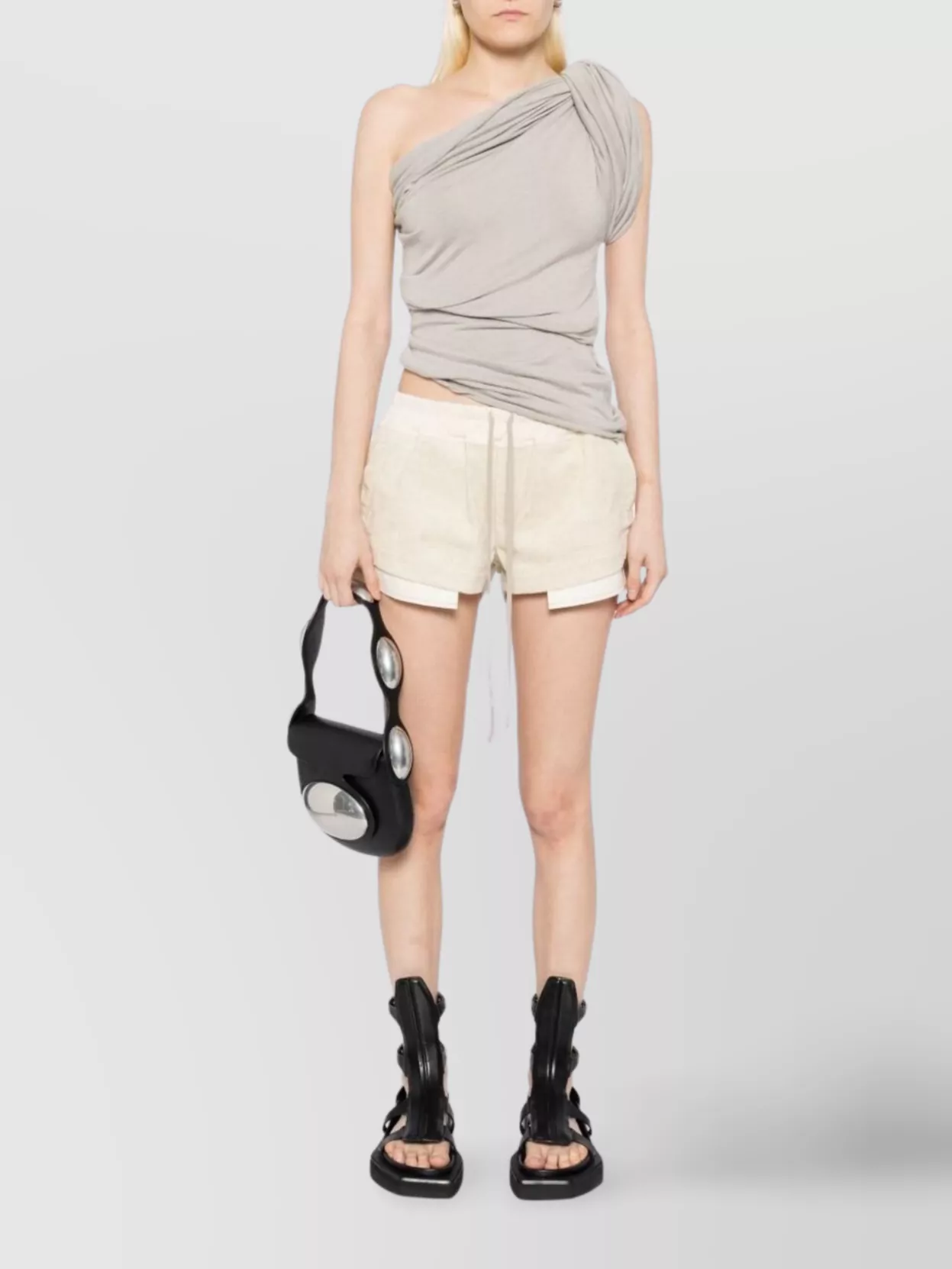 Rick Owens Asymmetrical Cotton Tank Top In Neutral