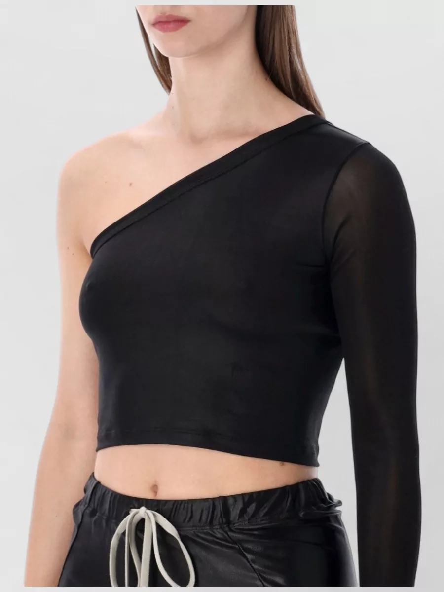 Rick Owens Drkshdw Ziggy Cropped One Shoulder Long Sleeve Top