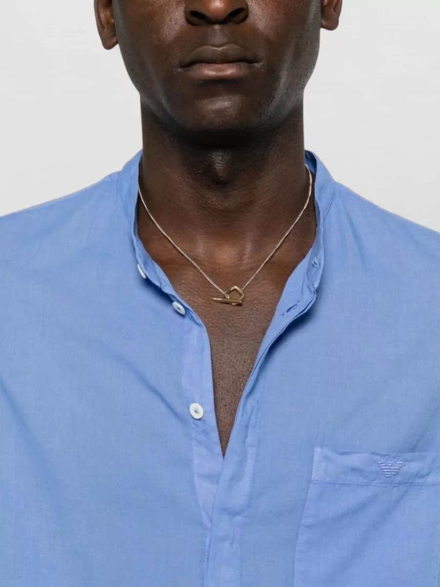 Emporio Armani Cotton Mandarin Collar Long-Sleeve Shirt