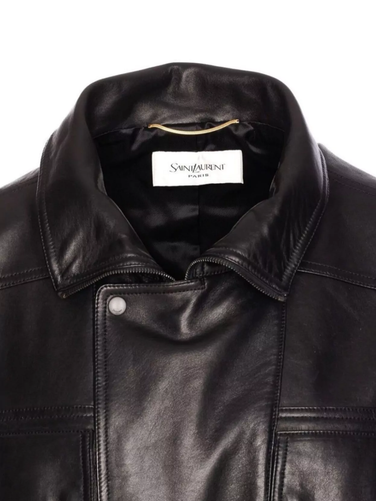 Saint Laurent Lambskin Leather Jacket High Neck