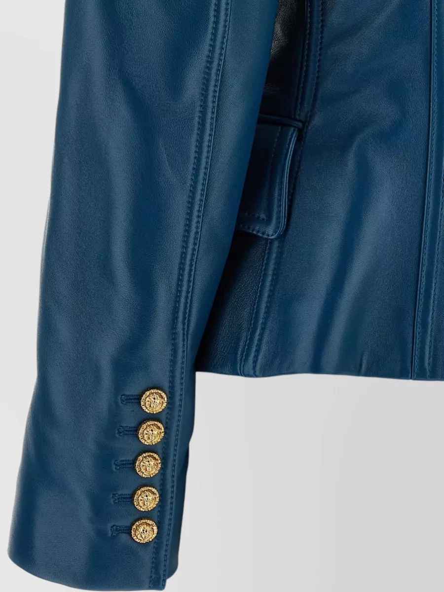 Balmain Leather Double Breasted Blazer
