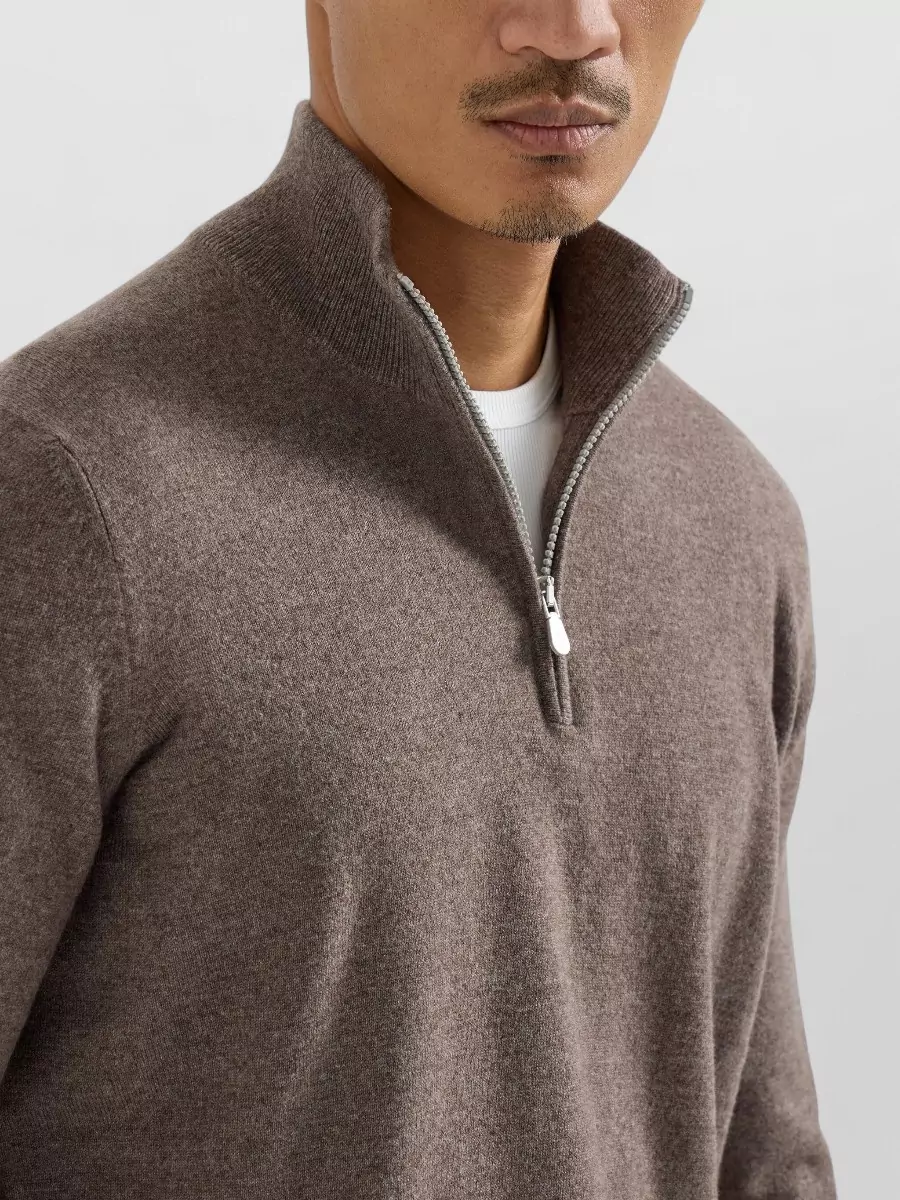 Brunello Cucinelli Knitwear High Collar Long Sleeves Ribbed Trim