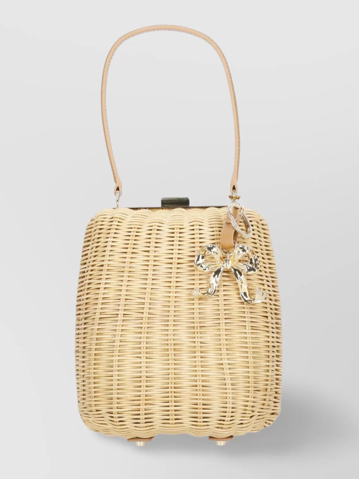 Self-Portrait Rattan Bucket Bag Gold Hardware