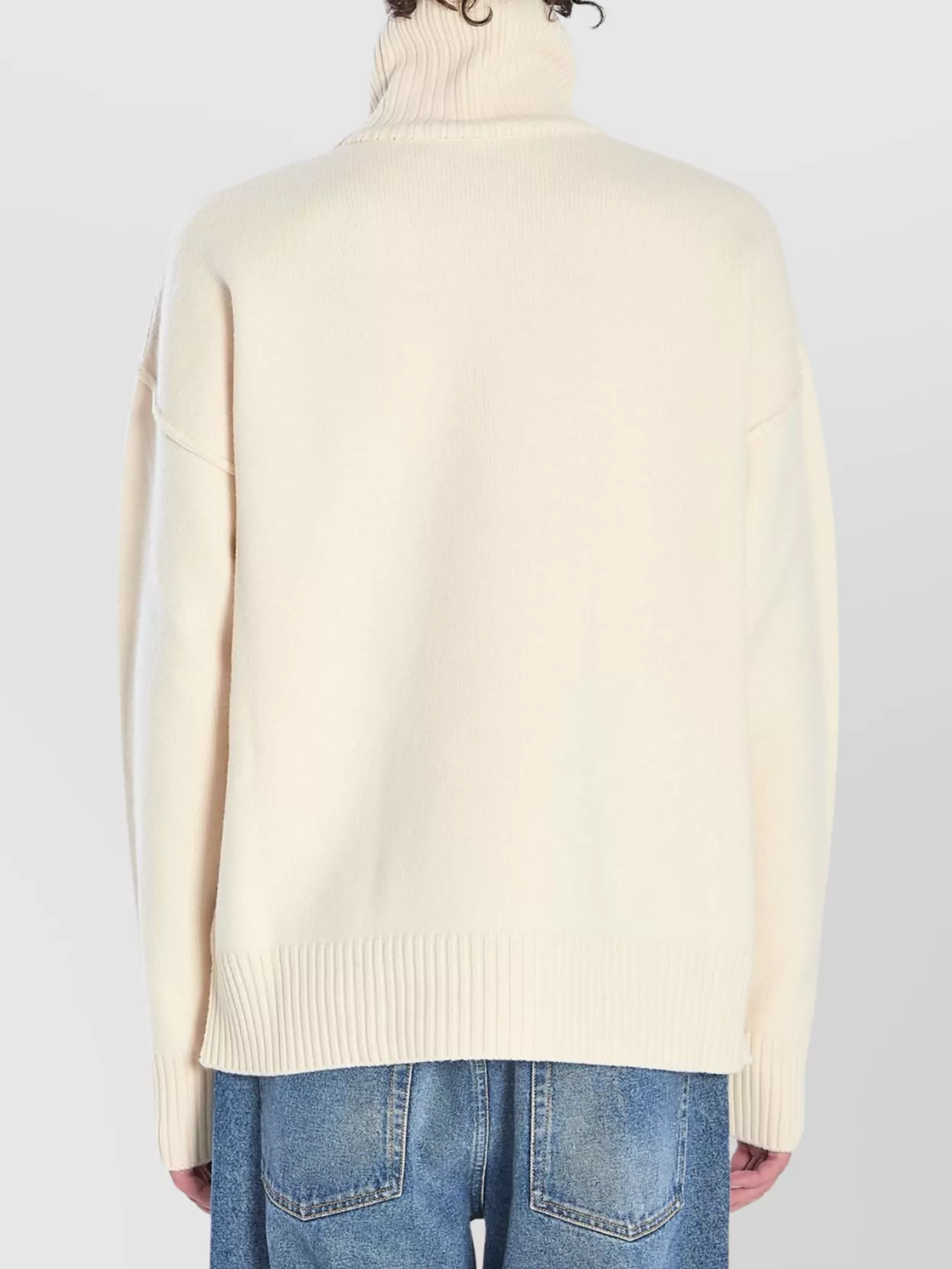 Ami Alexandre Mattiussi Ami Paris De Coeur Turtleneck Sweater In Neutral