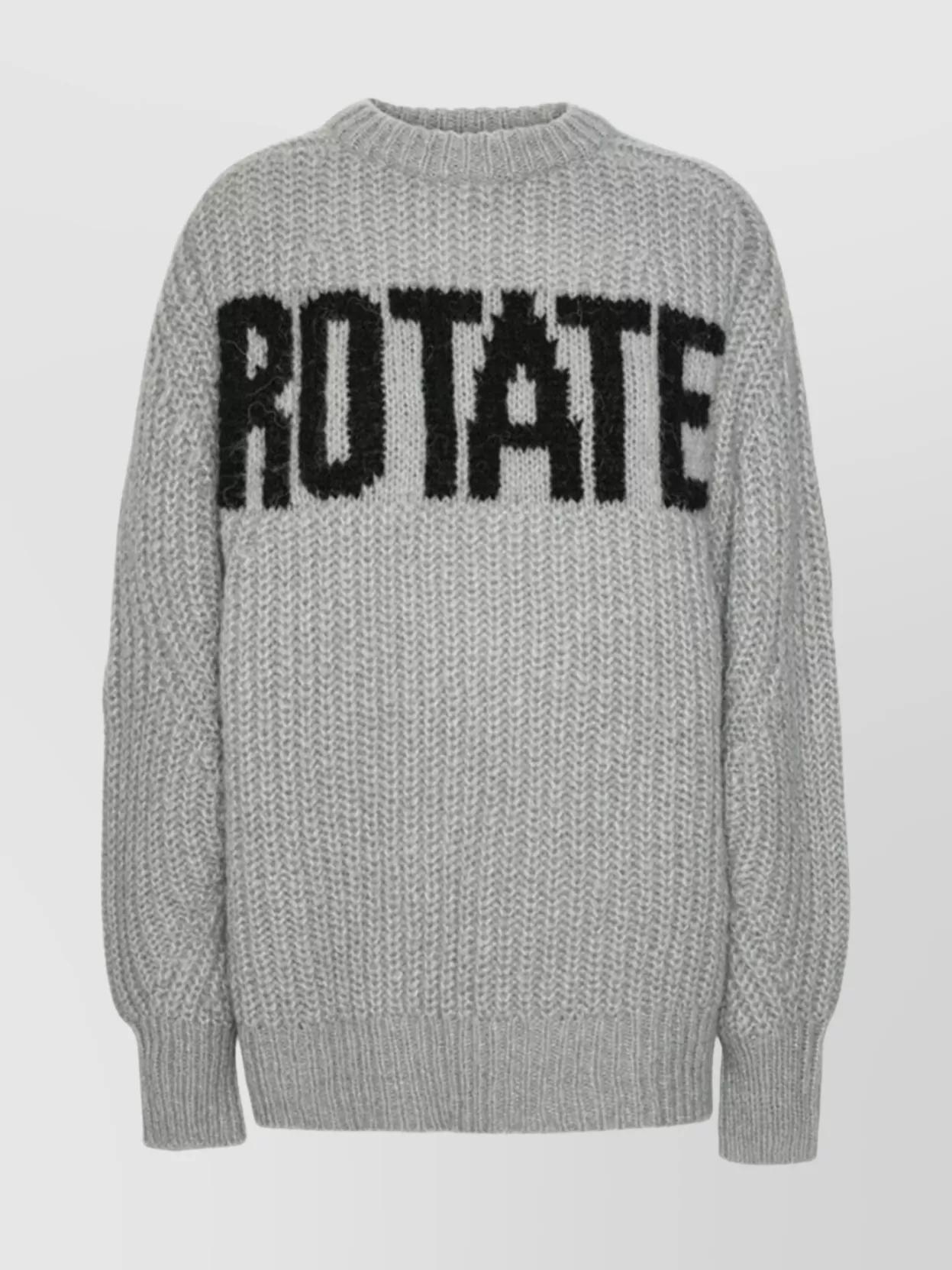 Rotate Birger Christensen Chunky Knit Crew Neck Sweater In Animal Print