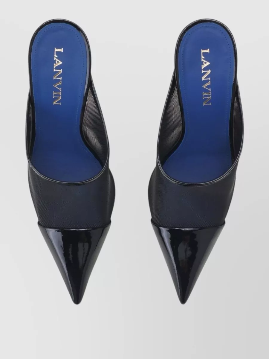 Lanvin Pointed-Toe Mesh Panel Mules