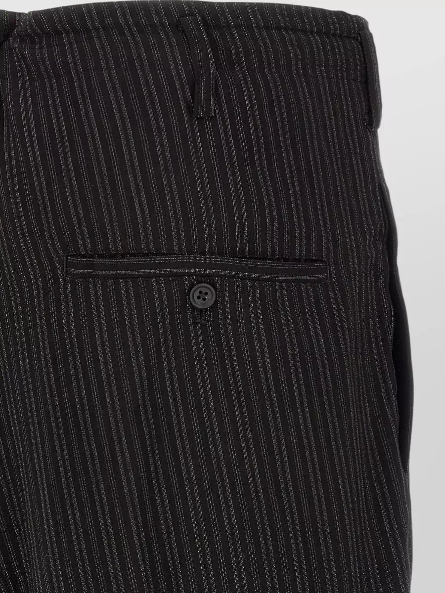Yohji Yamamoto Pinstriped Cropped Wide-Leg Trousers