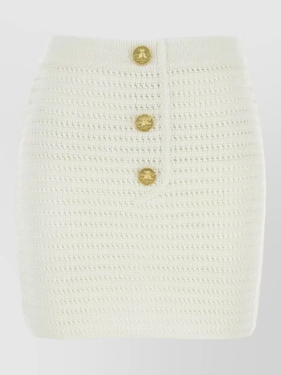 Le Kasha linen crochet mini skirt