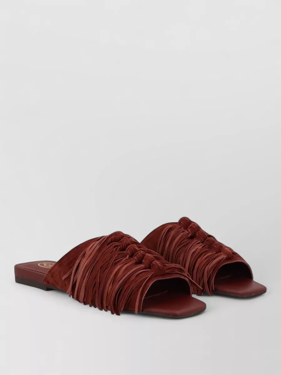Ash Leather Slides