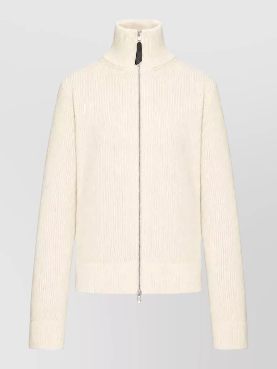 Maison Margiela ribbed wool blend zip-up cardigan