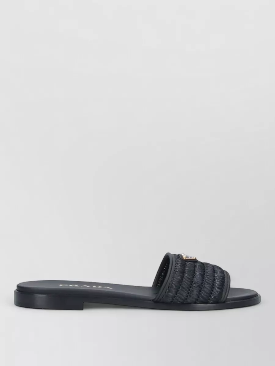 Prada Raffia Heeled Slides