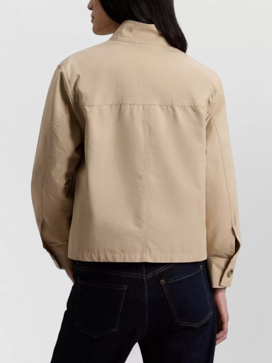 Woolrich Cotton Canvas Stand Collar Buttoned Overshirt