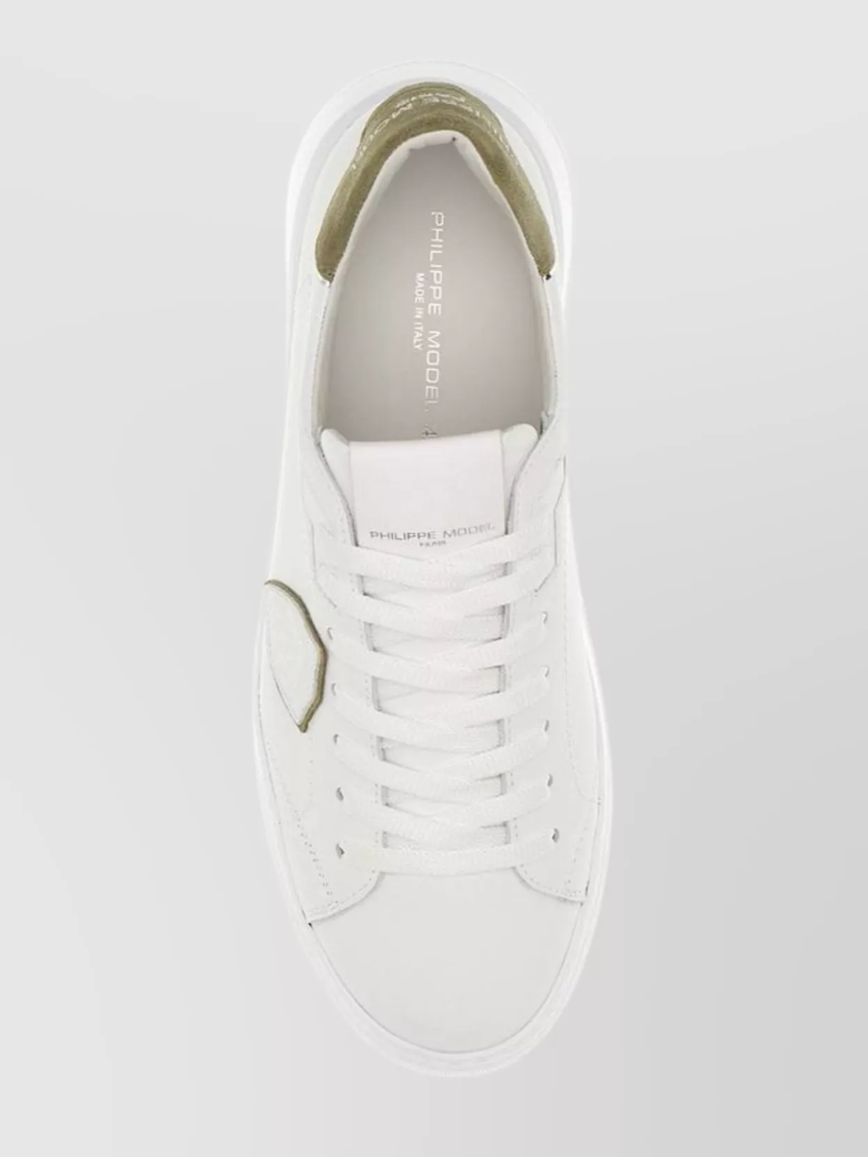 PHILIPPE MODEL TEMPLE SNEAKERS IN PEBBLE LEATHER WITH SUEDE HEEL