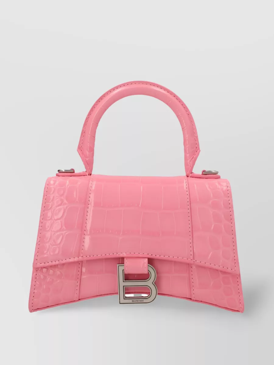 Shop Balenciaga Hourglass Xs Leather Tote Bag In Pink