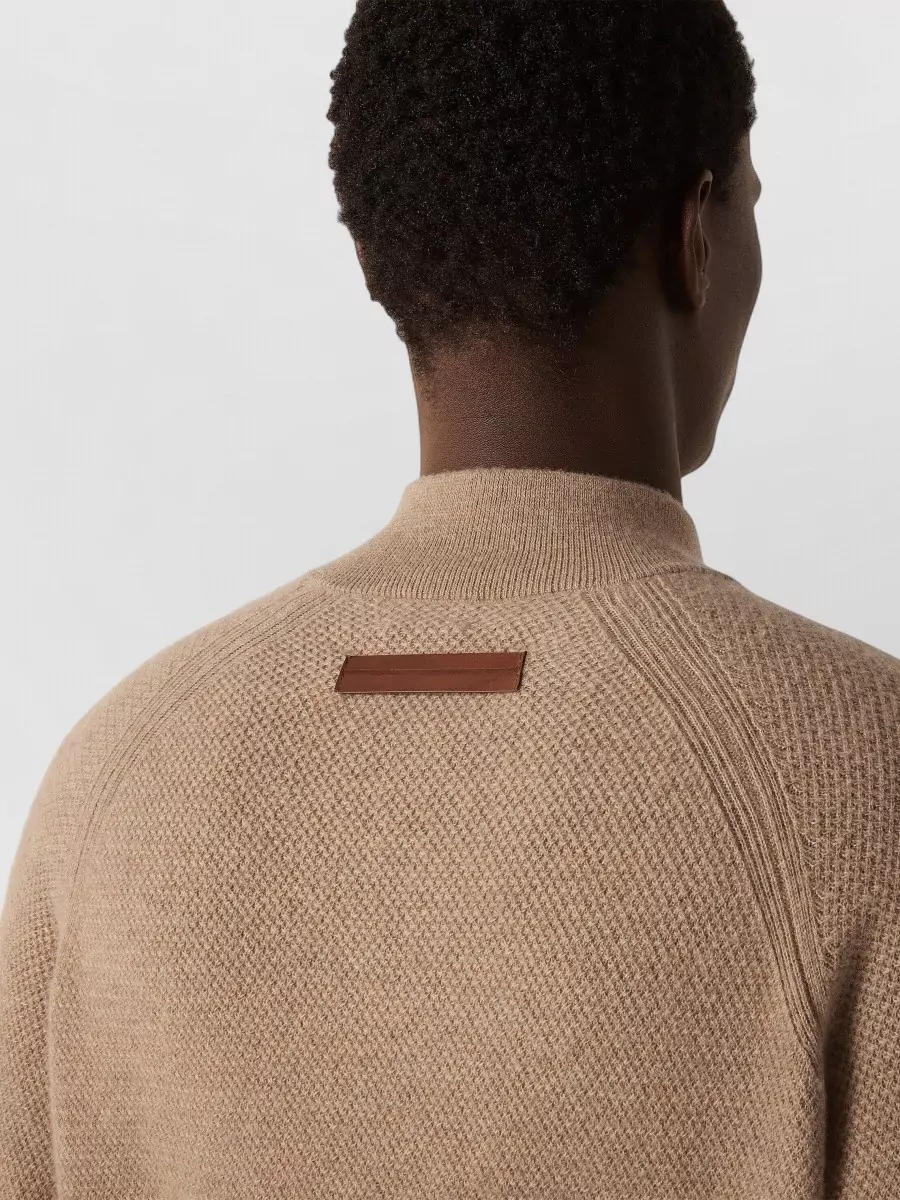 Zegna Cashmere Ribbed Zip-Up Turtleneck Sweater