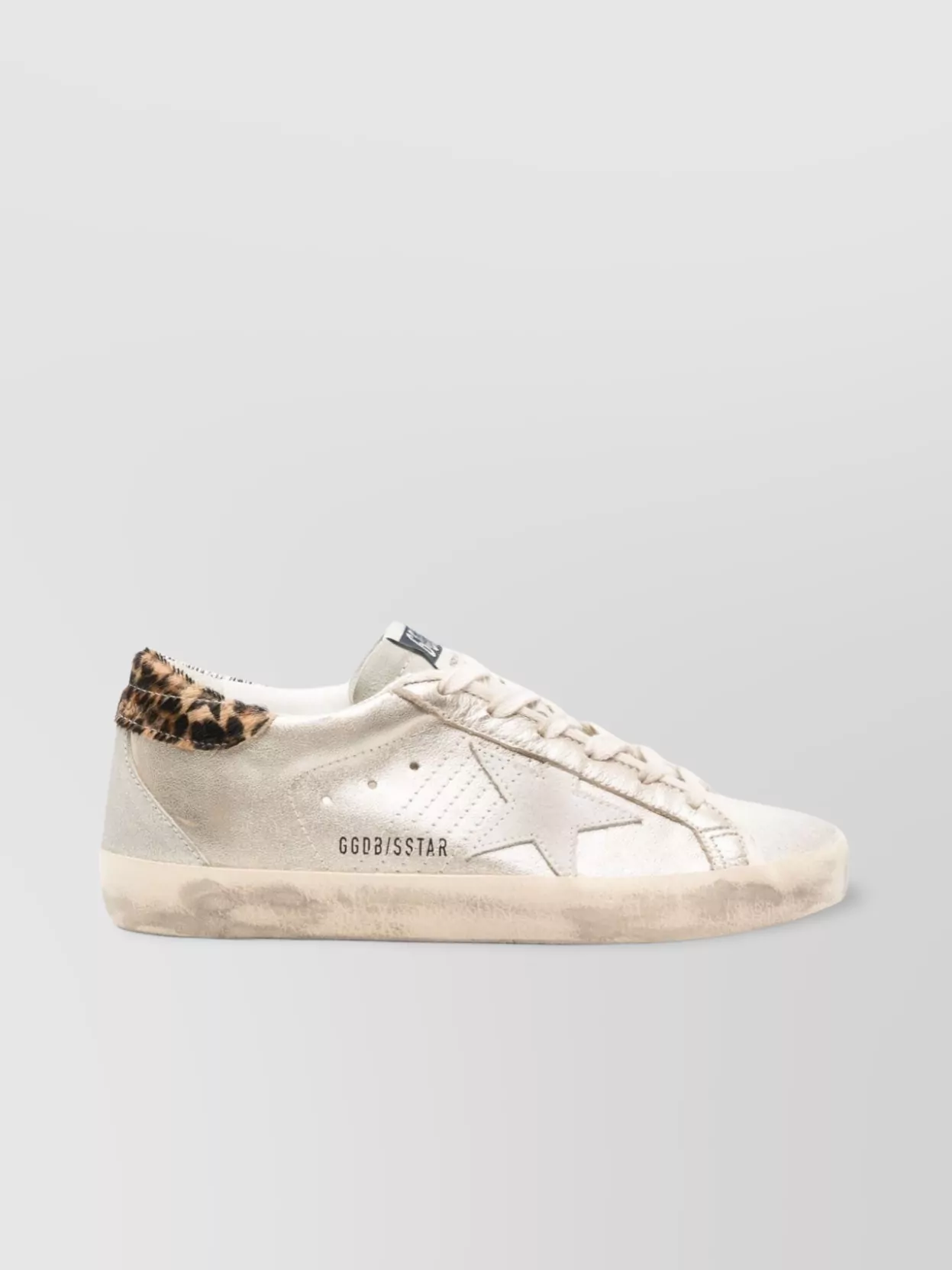 Shop Golden Goose Leather Distressed Sneakers With Cheetah Print Detail In White