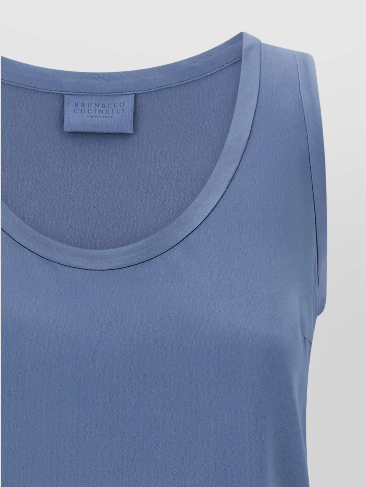 Brunello Cucinelli Lightweight Sleeveless Round Neck Satin Top