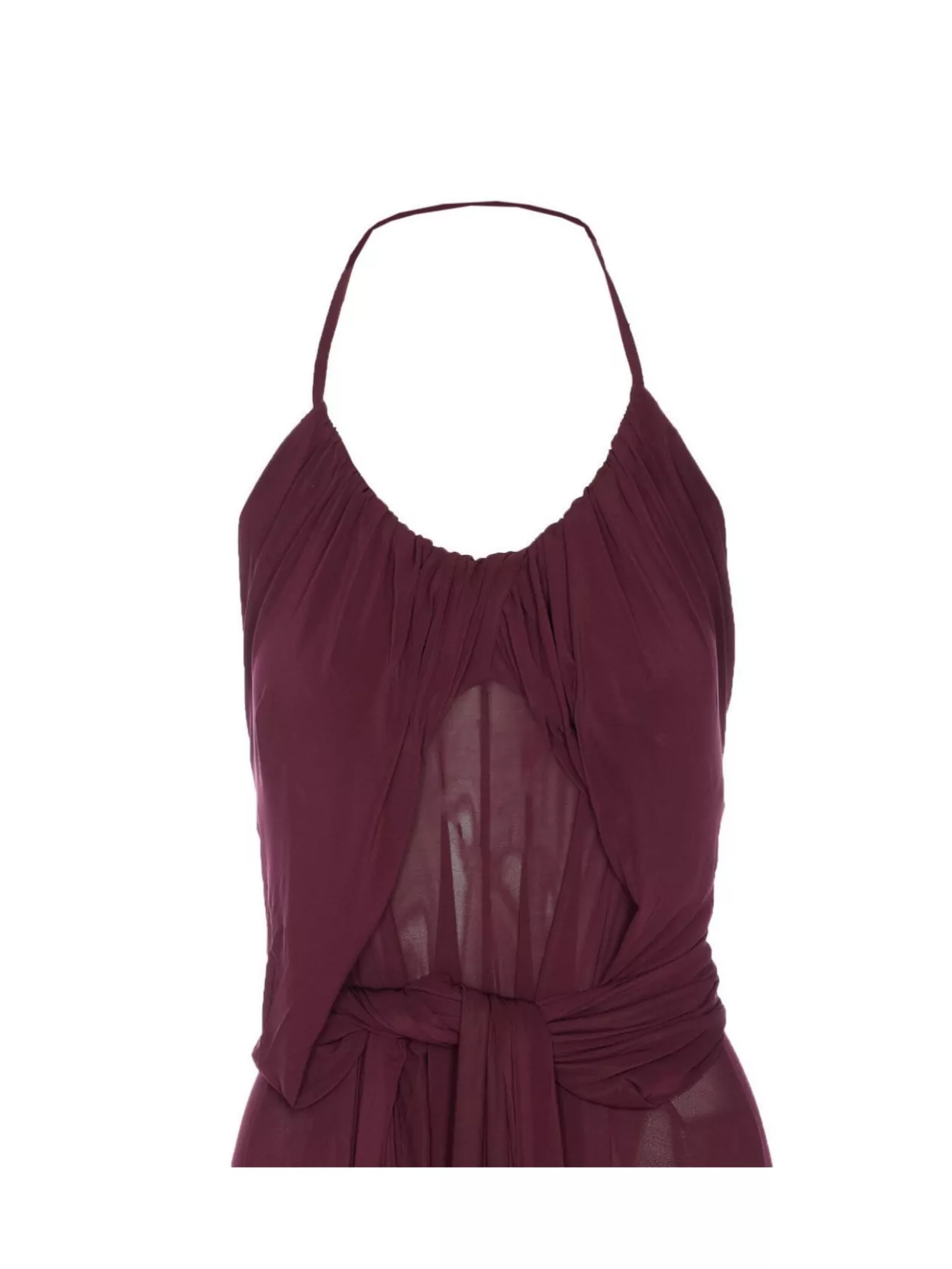 Alaïa Long Burgundy Draped Jersey Dress In Burgundy