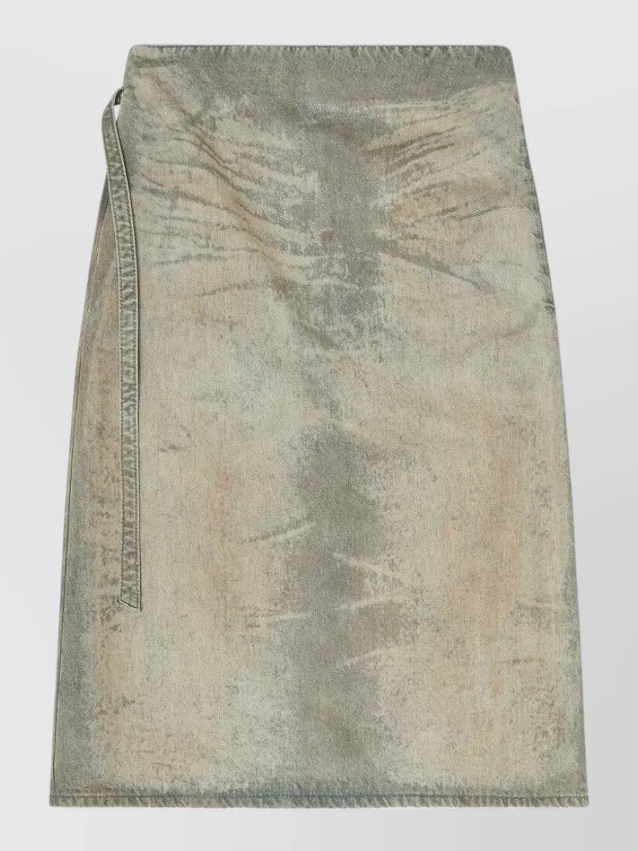 Diesel Denim High-Rise Flared Wrap Midi Skirt