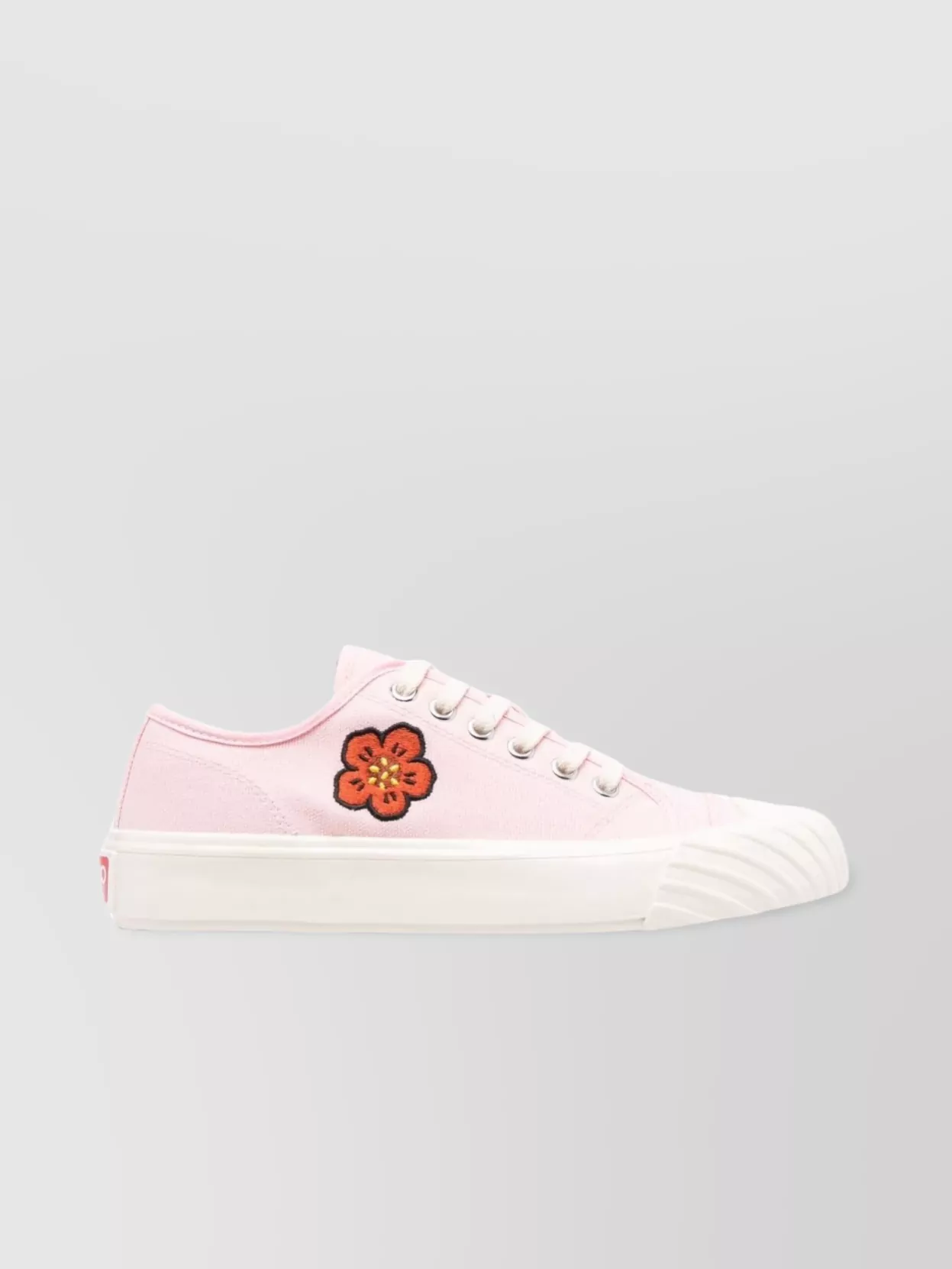 Shop Kenzo Flower Embroidered Low Top Sneakers In Cream