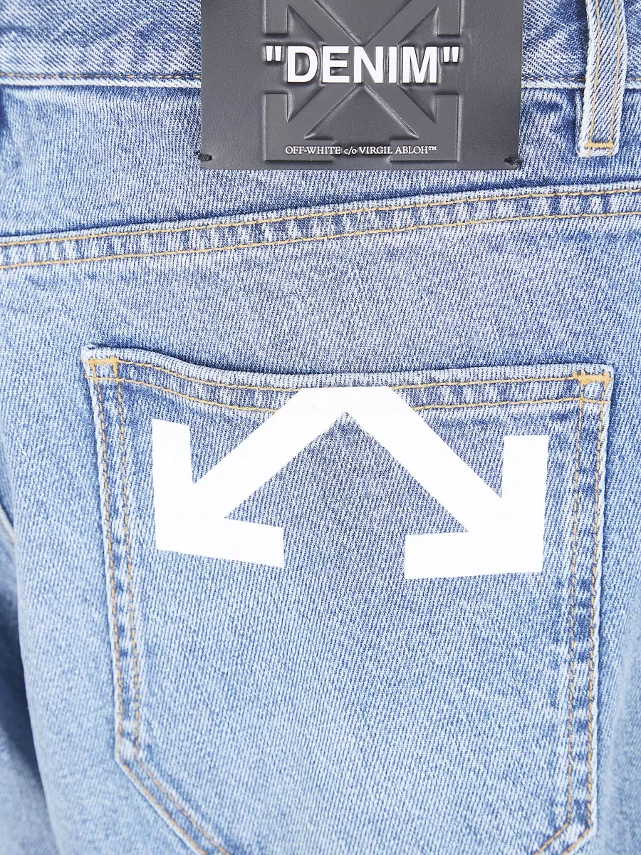 Off-White Slouchy Straight Leg Denim Five Pocket Trousers