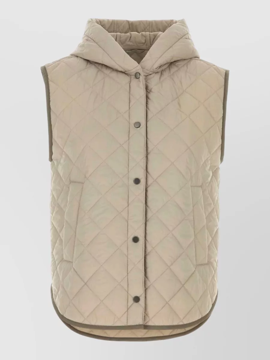 Brunello Cucinelli Hooded Nylon Sleeveless Jacket Quilted Design