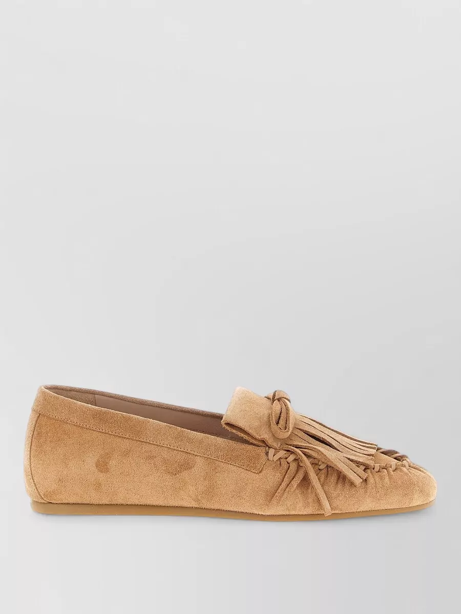 Stuart Weitzman Suede Fringe Loafers