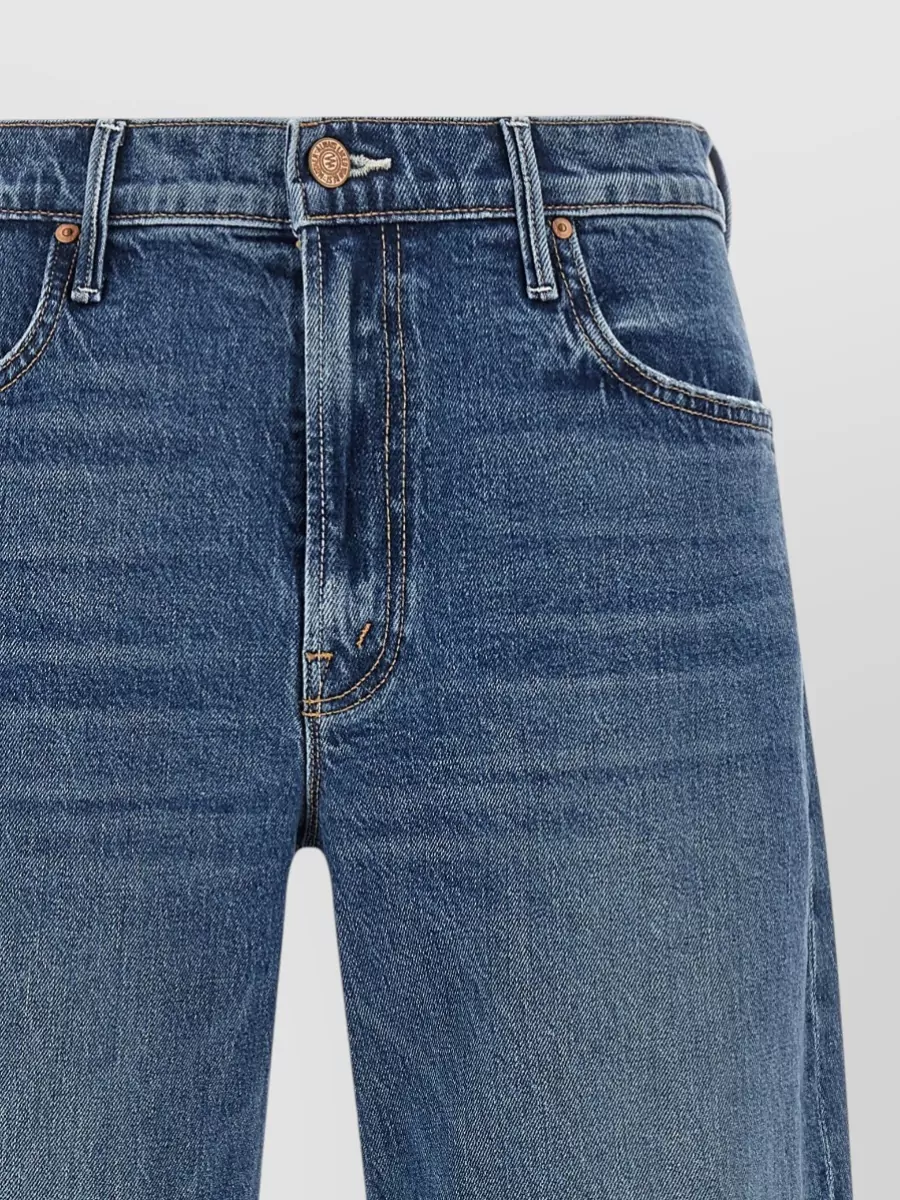 Mother Denim Mid-Rise Cropped Wide-Leg Jeans