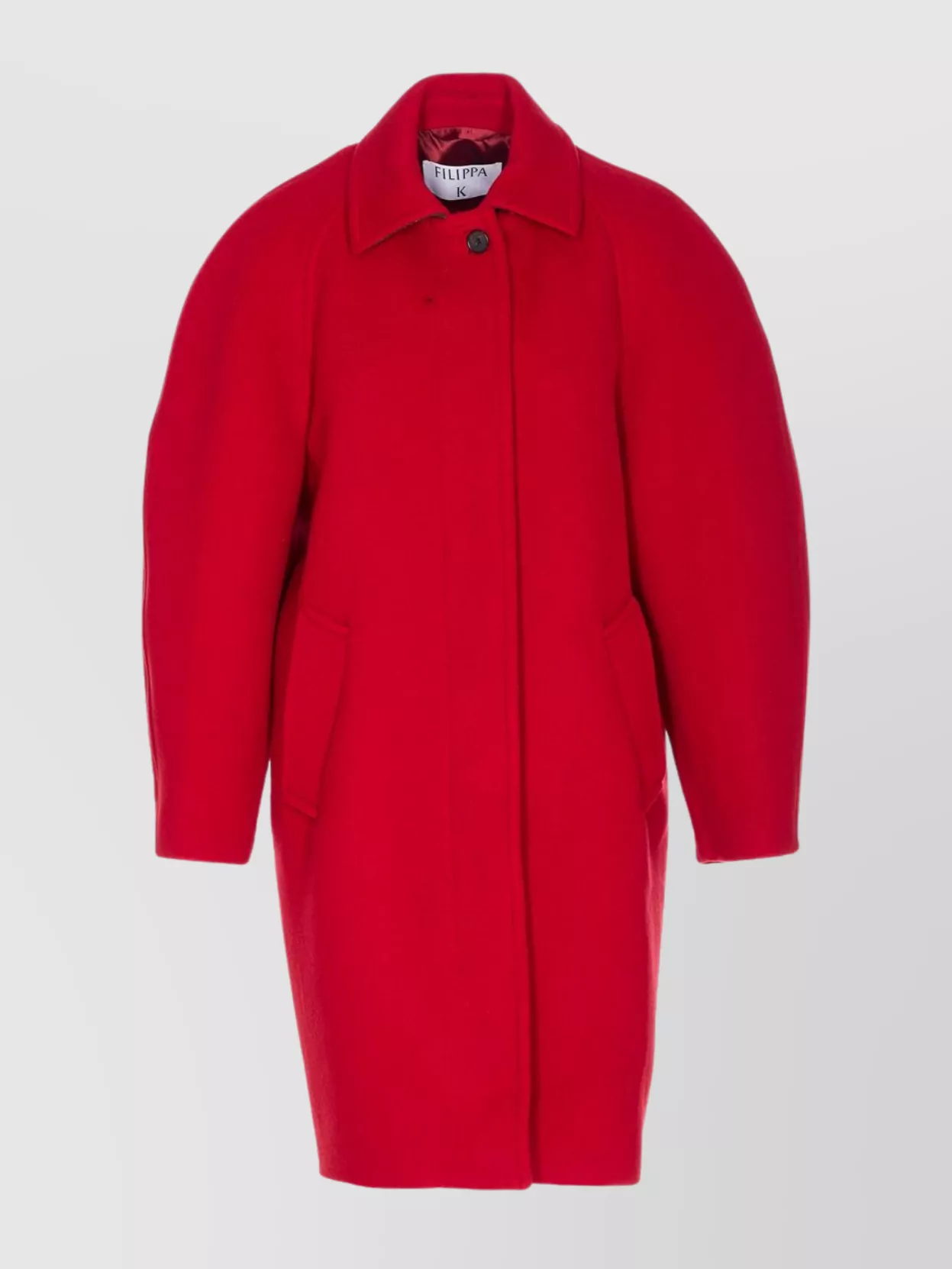 Filippa K Cocoon Coat With Long Sleeves And Pockets In Red