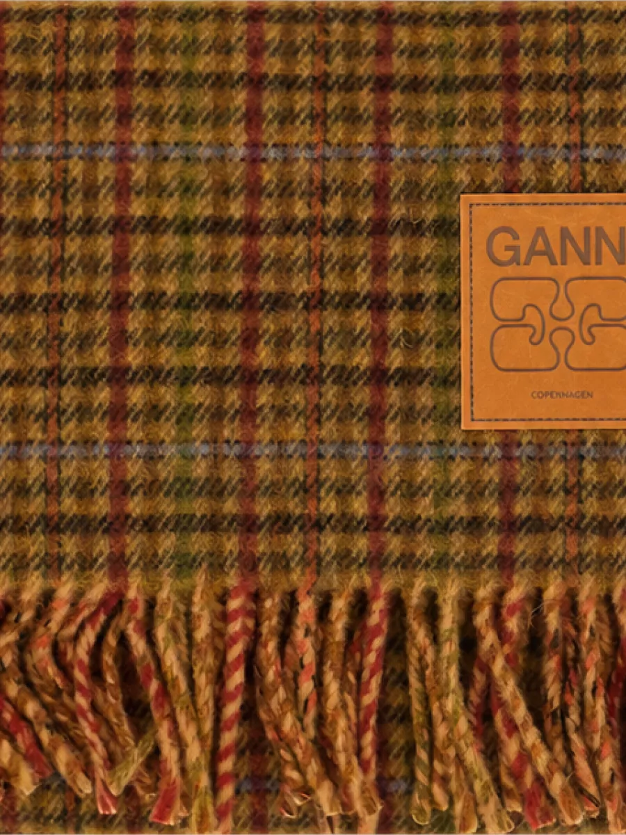 Ganni wool embroidered scarf