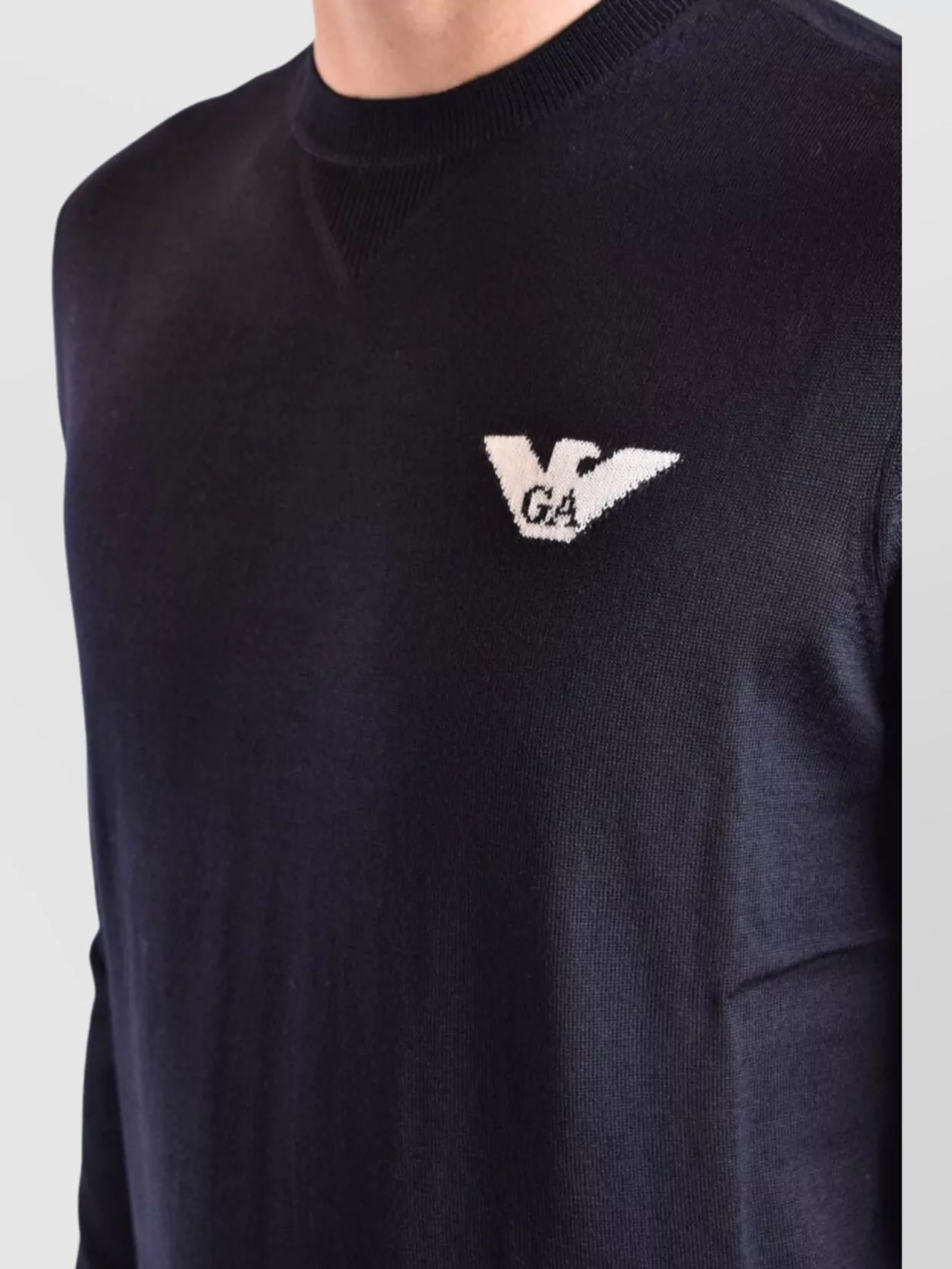 Emporio Armani Ribbed Crew Neck Sweaters With Long Sleeves