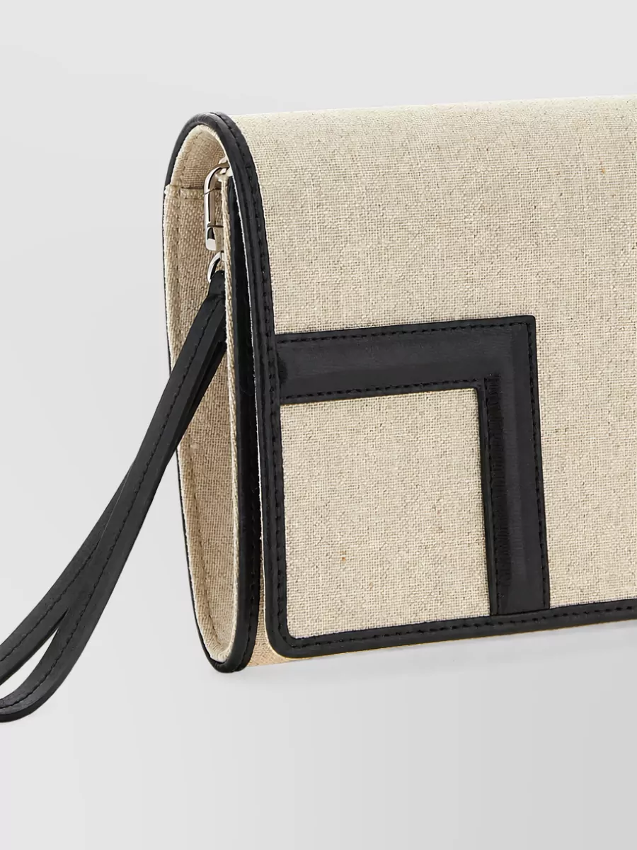 Totême Leather Trim Canvas Clutch Bag