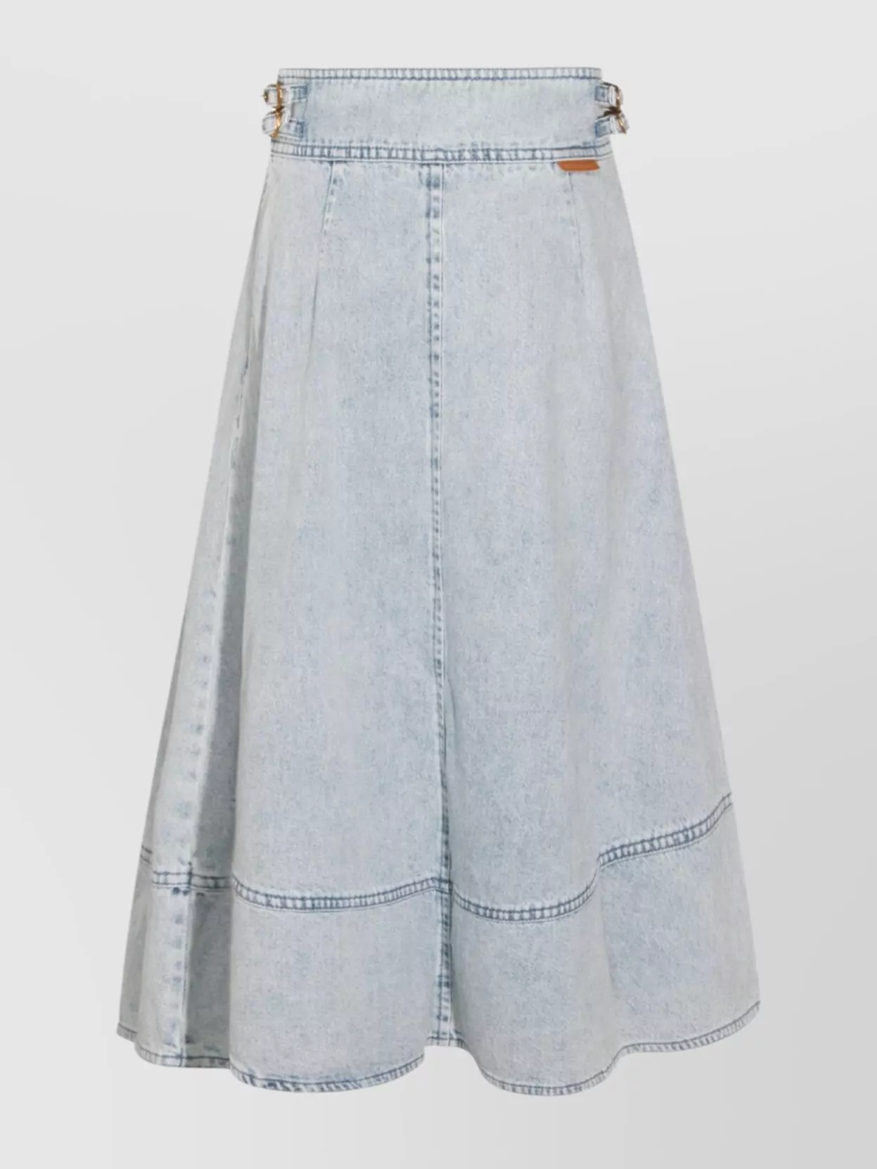 Zimmermann Denim Pleated Paneled Maxi Skirt