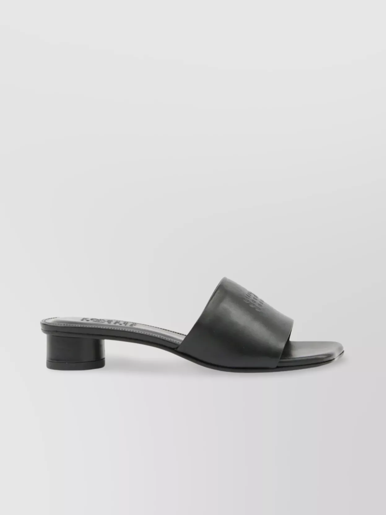 Mm6 Maison Margiela Block Heel Leather Sole Open Toe Mules