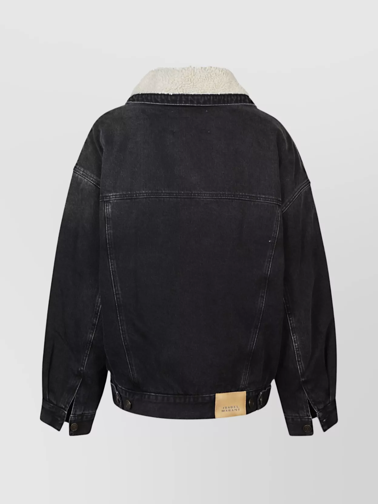 Isabel Marant Cotton Denim Jacket Featuring Shearling Collar In Black