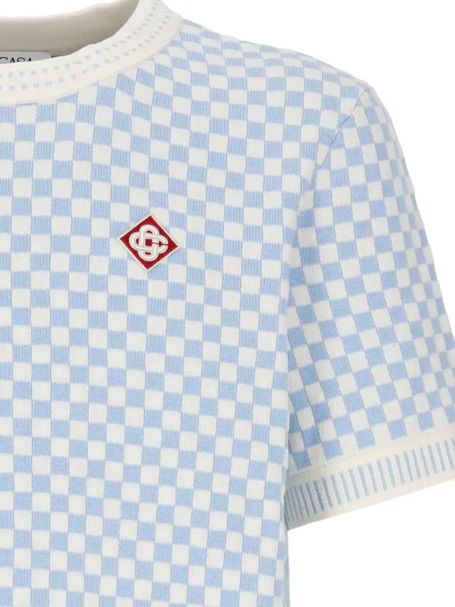 Casablanca Checked Short-Sleeve Cotton Polo Shirt