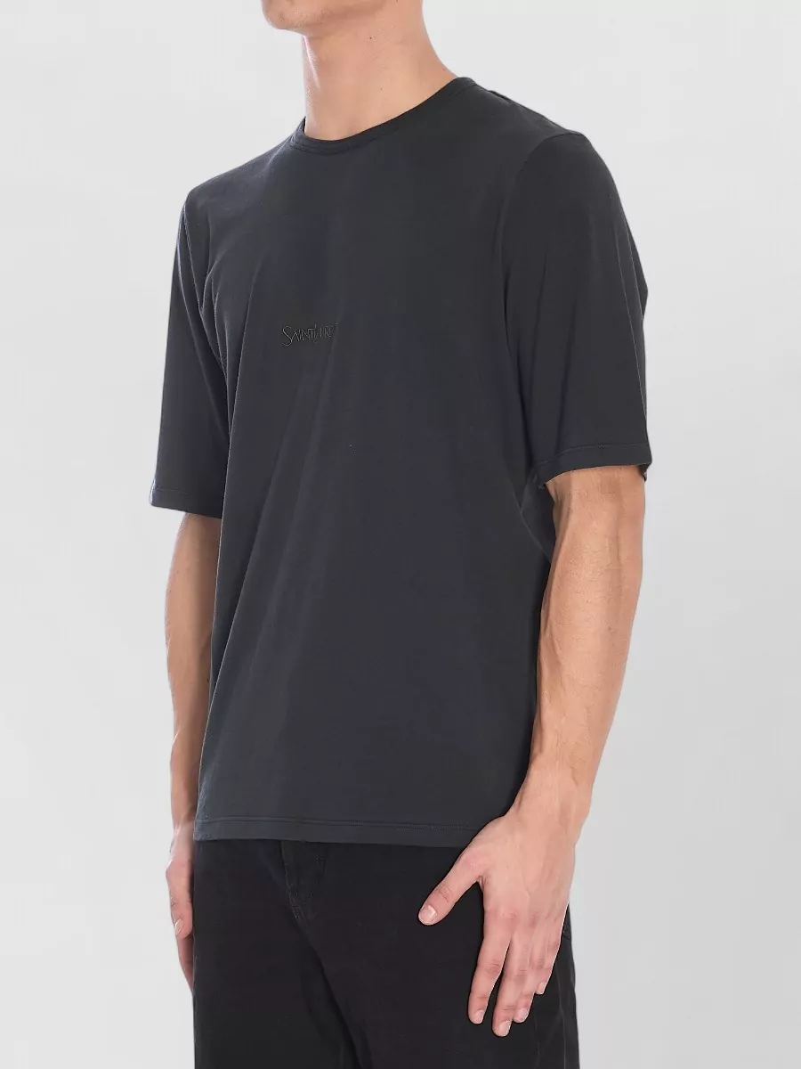 Saint Laurent Logo Cotton Crew Neck Short Sleeve T-Shirt