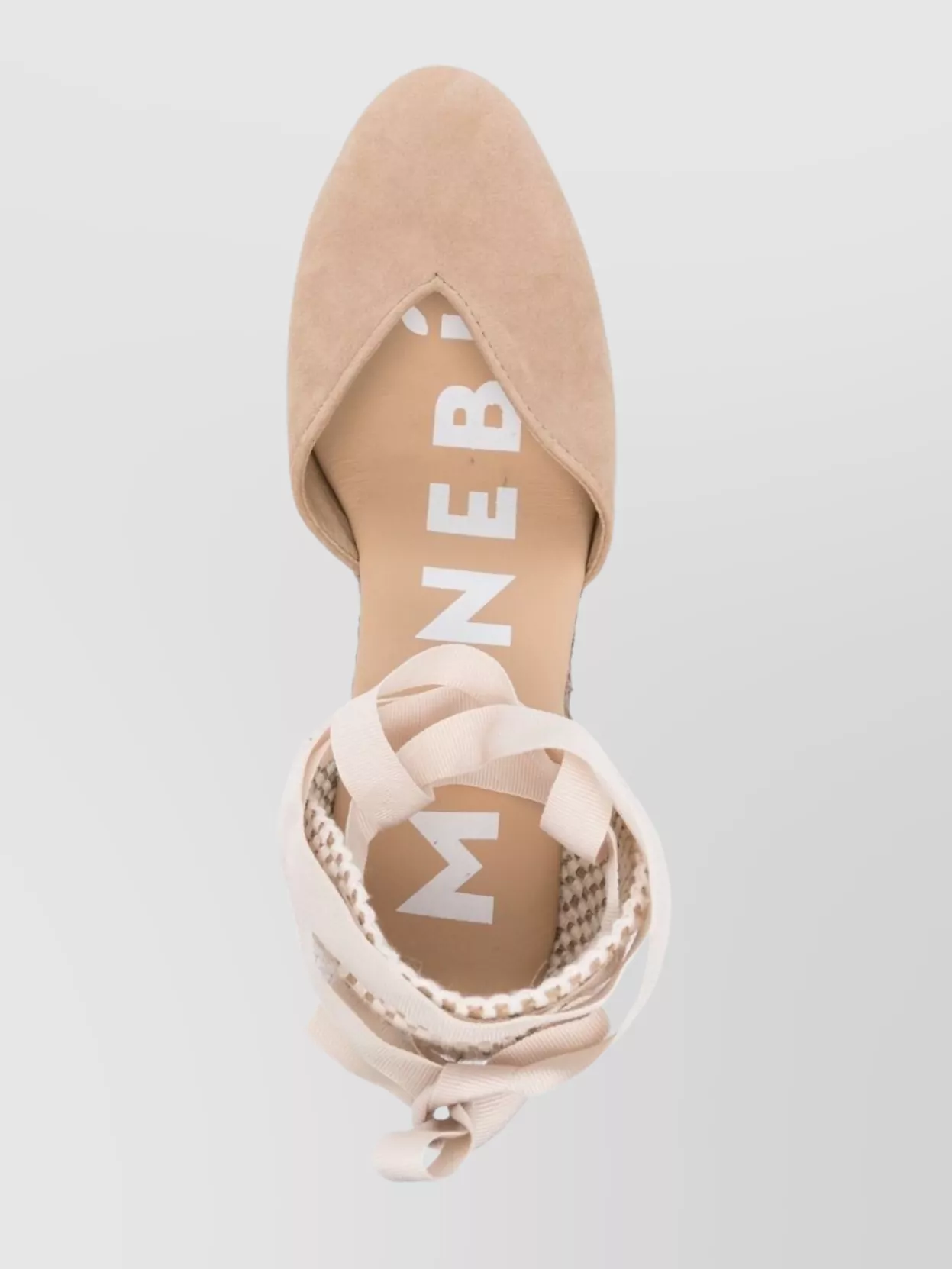 Manebi Canvas Closed Toe Wedge Textured Heel In Brown