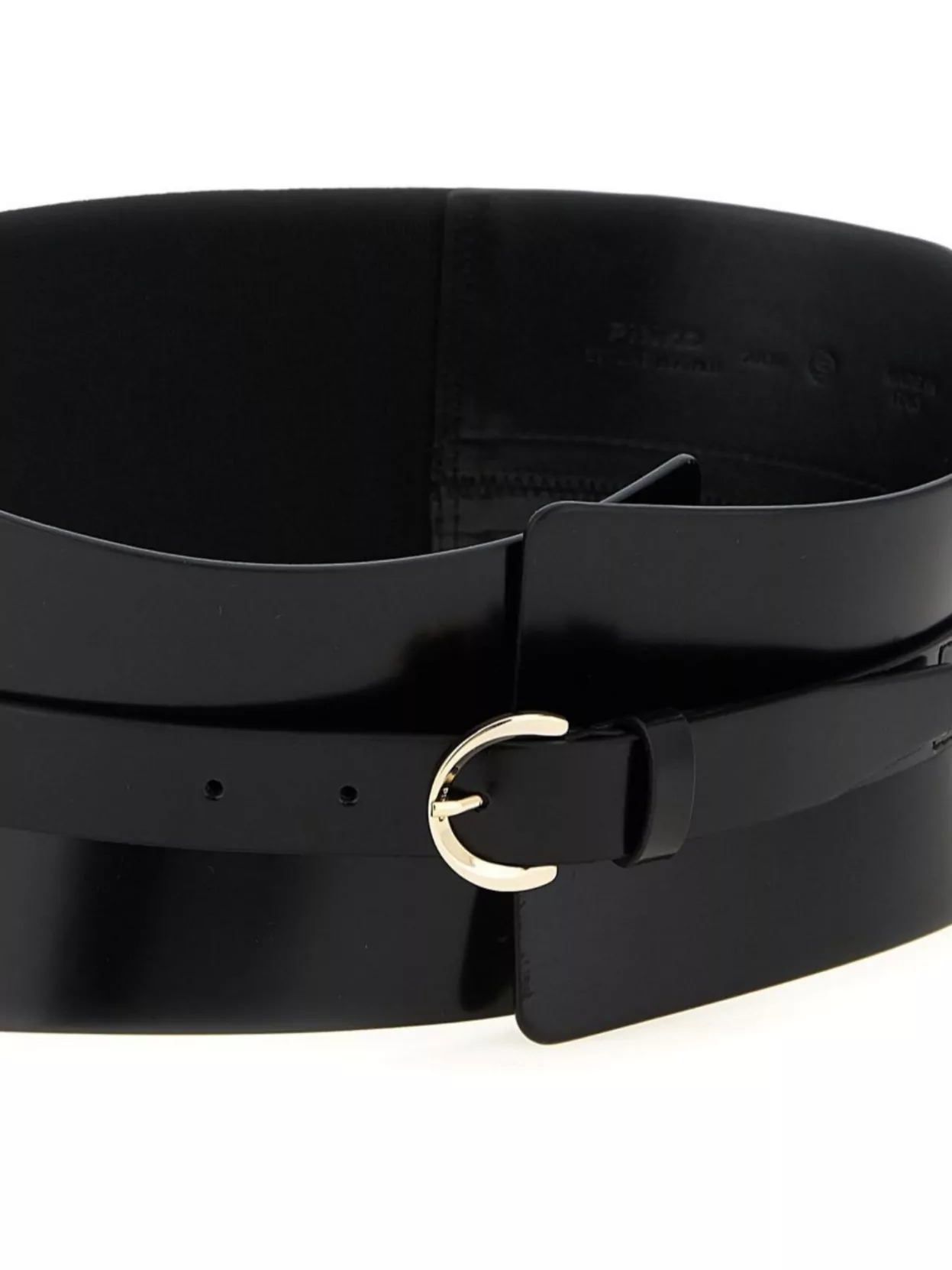 Pinko Wide Glossy Finish Elastic Back Belt In Black