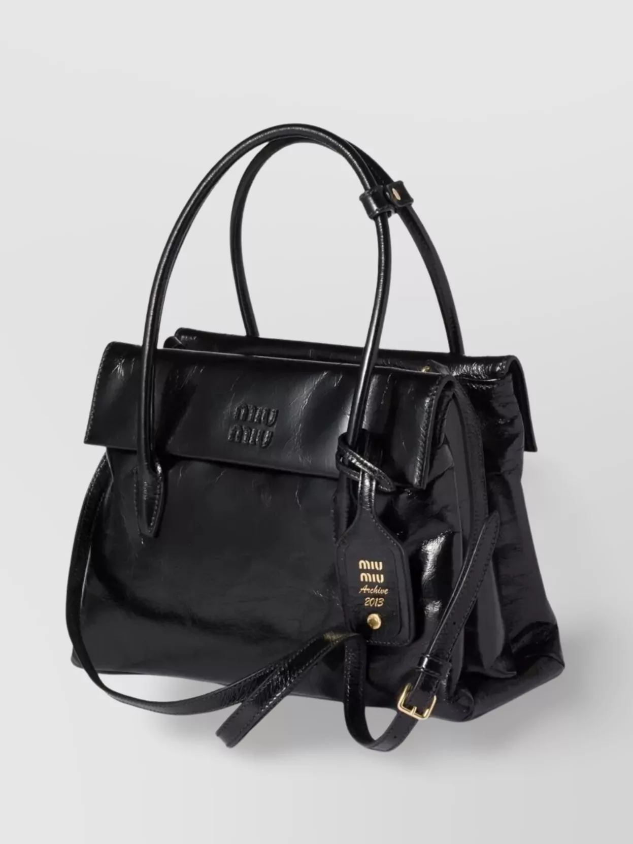 Miu Miu Glossy Leather Tote Bag
