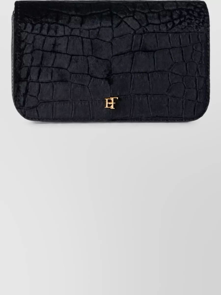 Elisabetta Franchi Velvet crocodile-effect shoulder bag