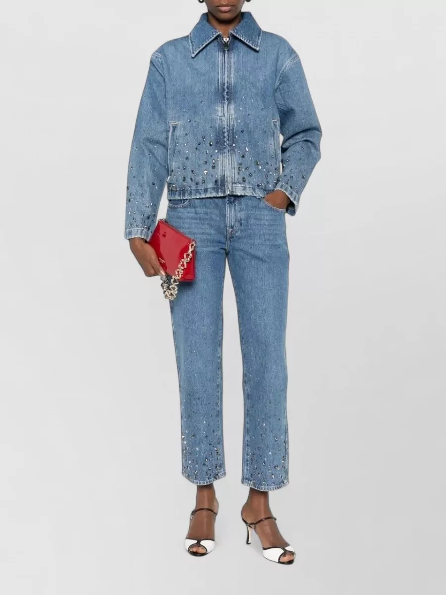 7 For All Mankind Calie Embellished Straight Leg Ankle Jeans