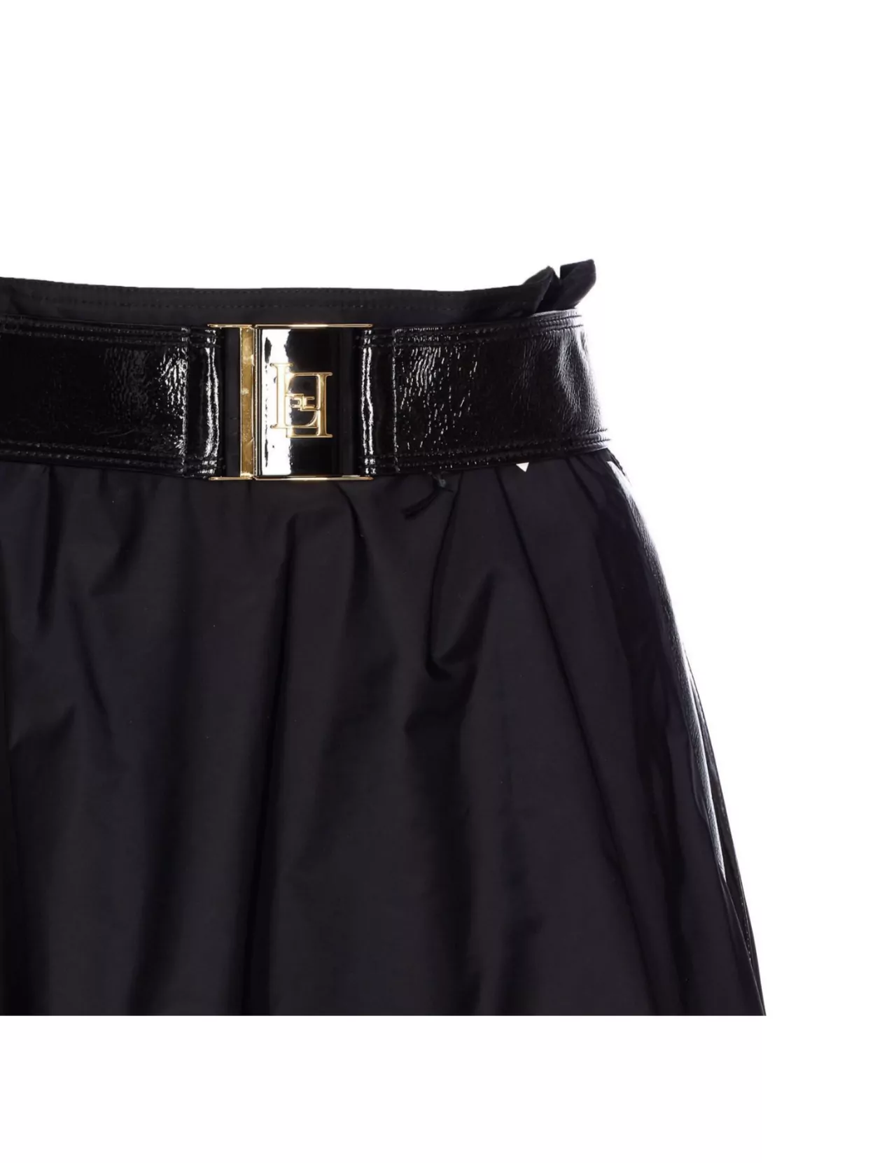 Elisabetta Franchi Midi A-Line Skirt High-Shine Belt